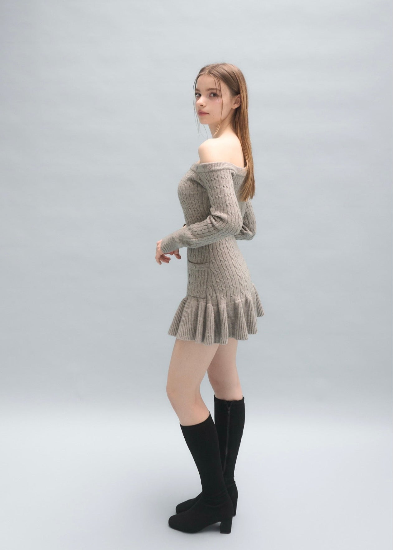 One shoulder cable knit op – YILON