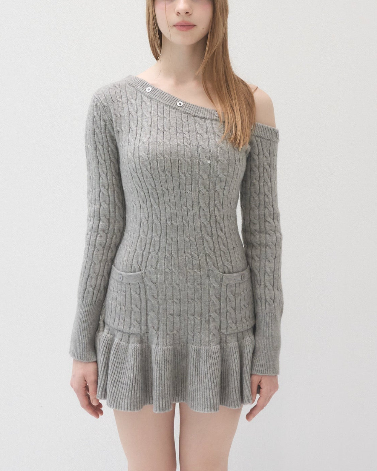ワンピース YILON ONE SHOULDER CABLE KNIT OP One shoulder cable knit op – YILON