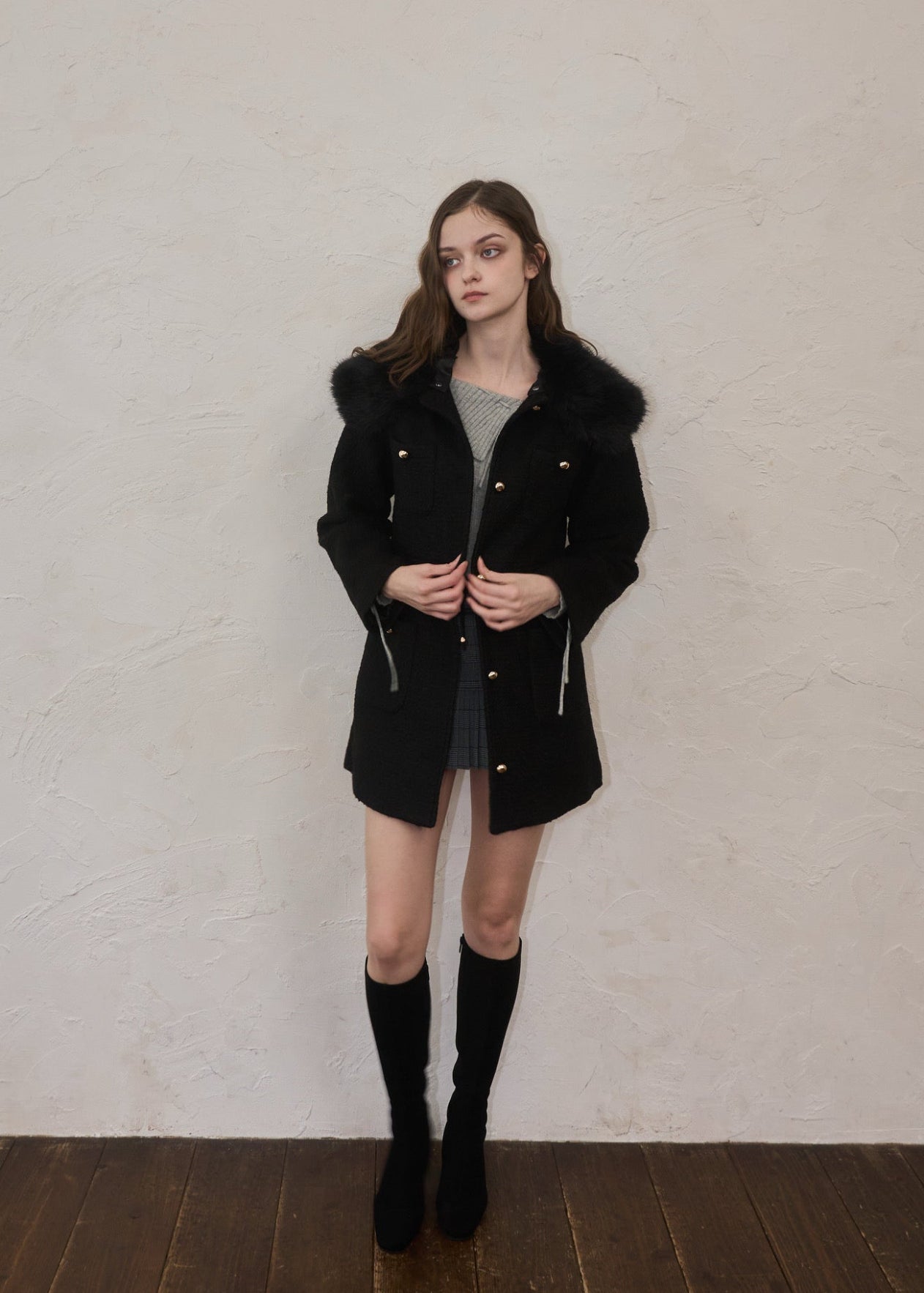 Fur collar classical coat – YILON