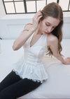 HALTER-NECK PEPLUM BLOUSE