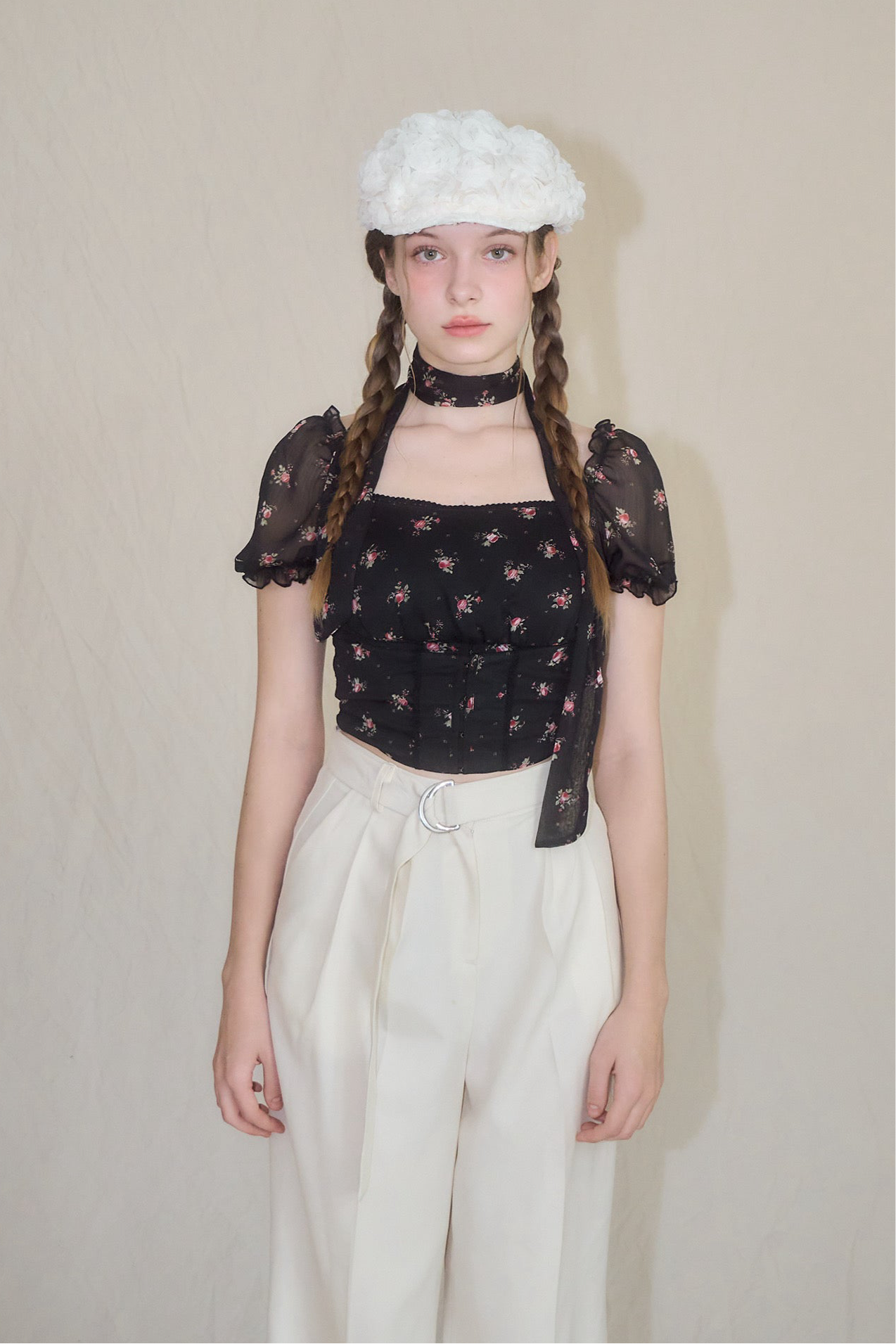 トップス yilon little flower chiffon blous Little flower chiffon blouse – YILON