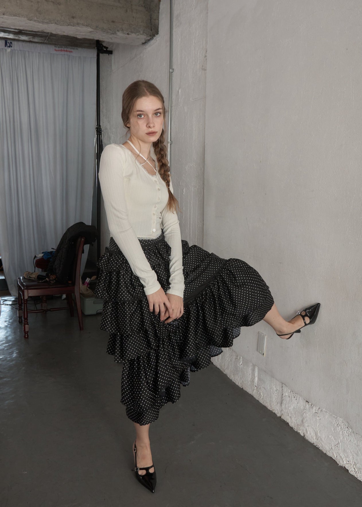 スカート POPPY Tiered dot skirt Tiered dot skirt