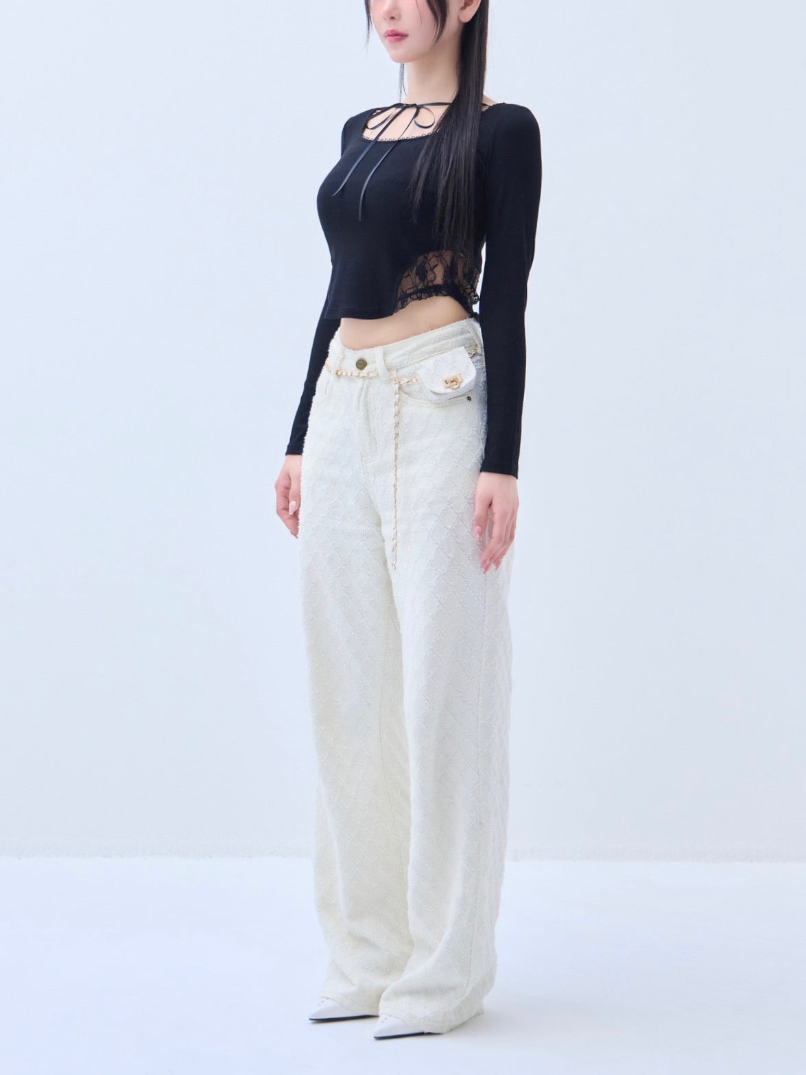 トップス yilon FULL LACE RIBBON TEE Back lace ribbon tee – YILON
