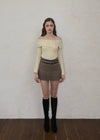 Belt check mini skirt