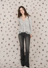 WARM TIE PEPLUM LACE BLOUSE