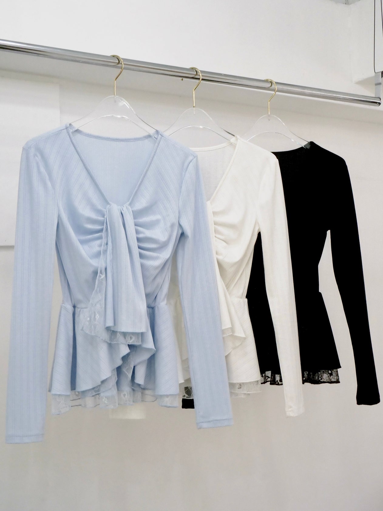 新品　YILON イロン　TIE PEPLUM LACE BLOUSE ブラウス TIE PEPLUM LACE BLOUSE – YILON