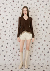 WARM TIE PEPLUM LACE BLOUSE