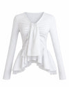 WARM TIE PEPLUM LACE BLOUSE