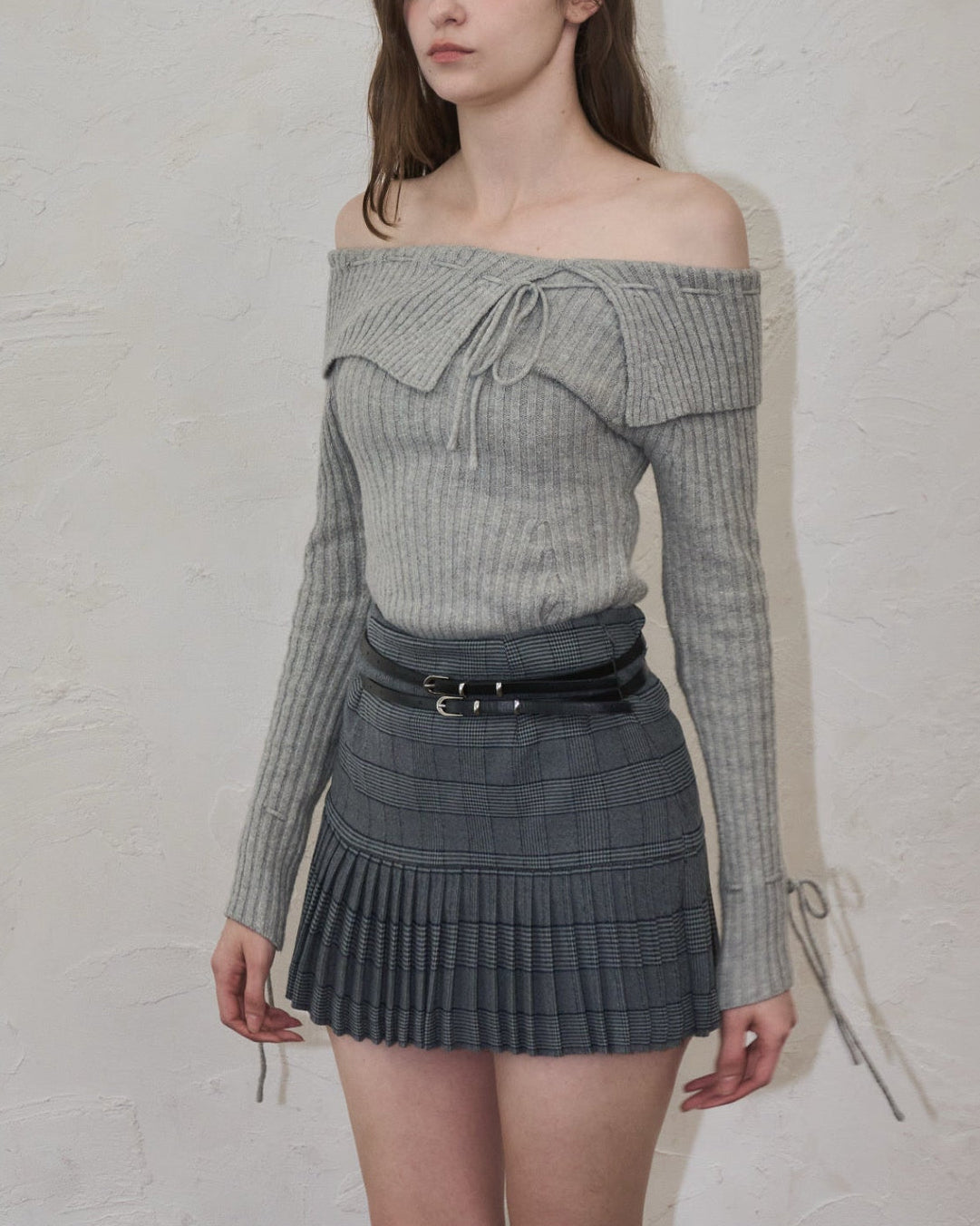 Off-shoulder ribbon knit – YILON