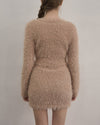 Holiday fluffy knit ensemble