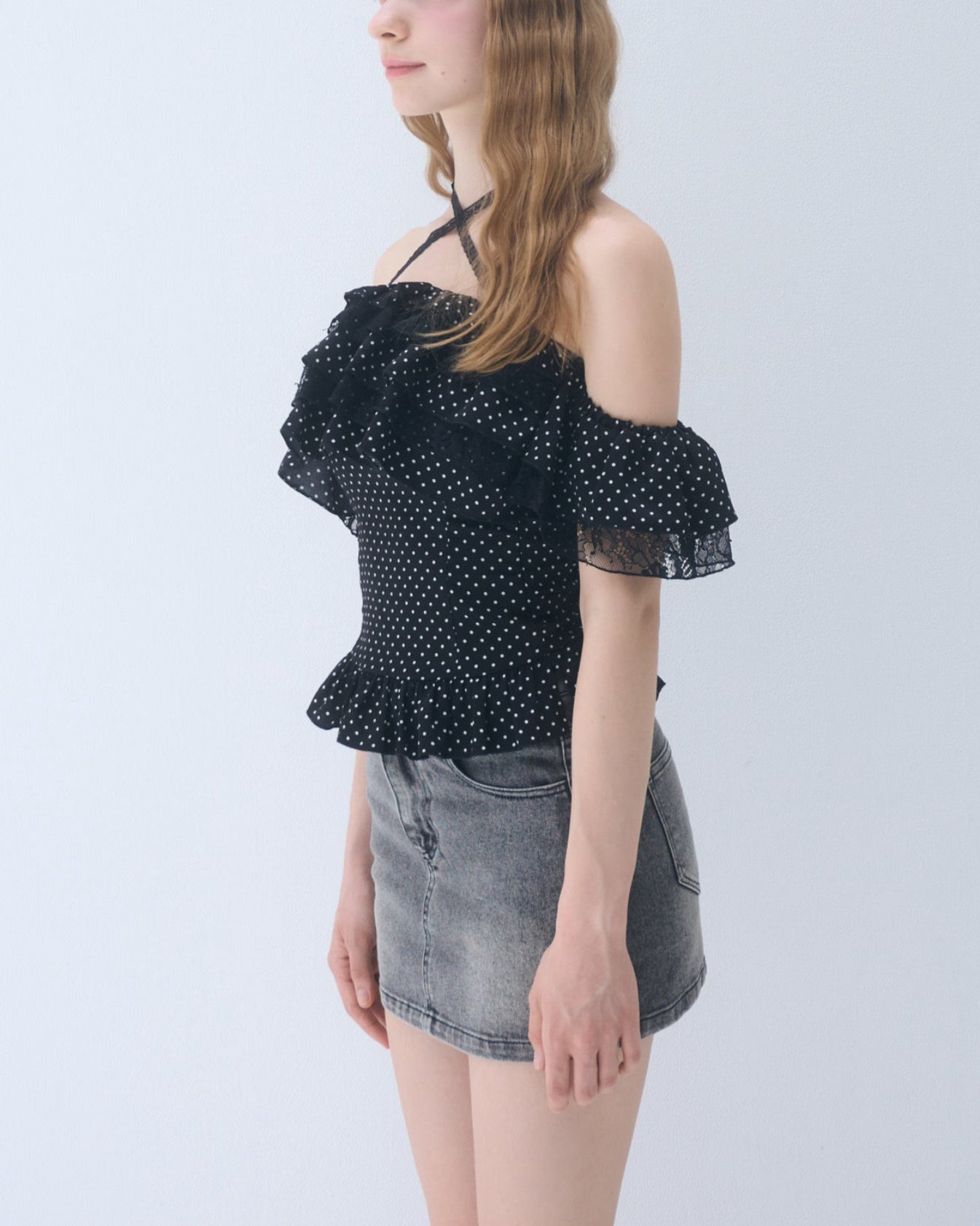 Yilon ドットフリルブラウス トップス Dot frill blouse – YILON