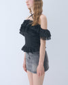 Dot frill blouse