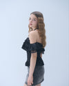 Dot frill blouse