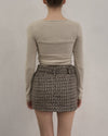 Tweed belt mini skirt