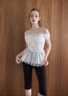 FABRIC MIX PEPLUM TOP