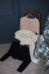 Holiday fluffy knit ensemble