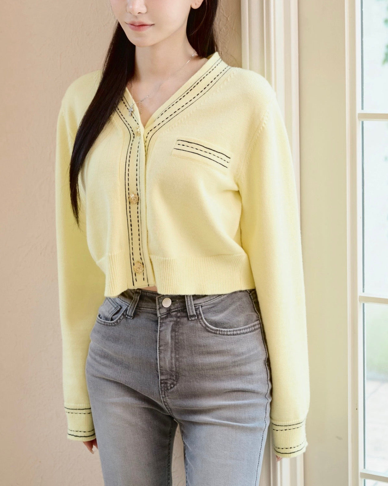 BI-COLOR STITCH CARDIGAN – YILON