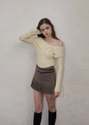 Belt check mini skirt