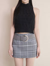 SUEDE BELT CHECK MINI SKIRT