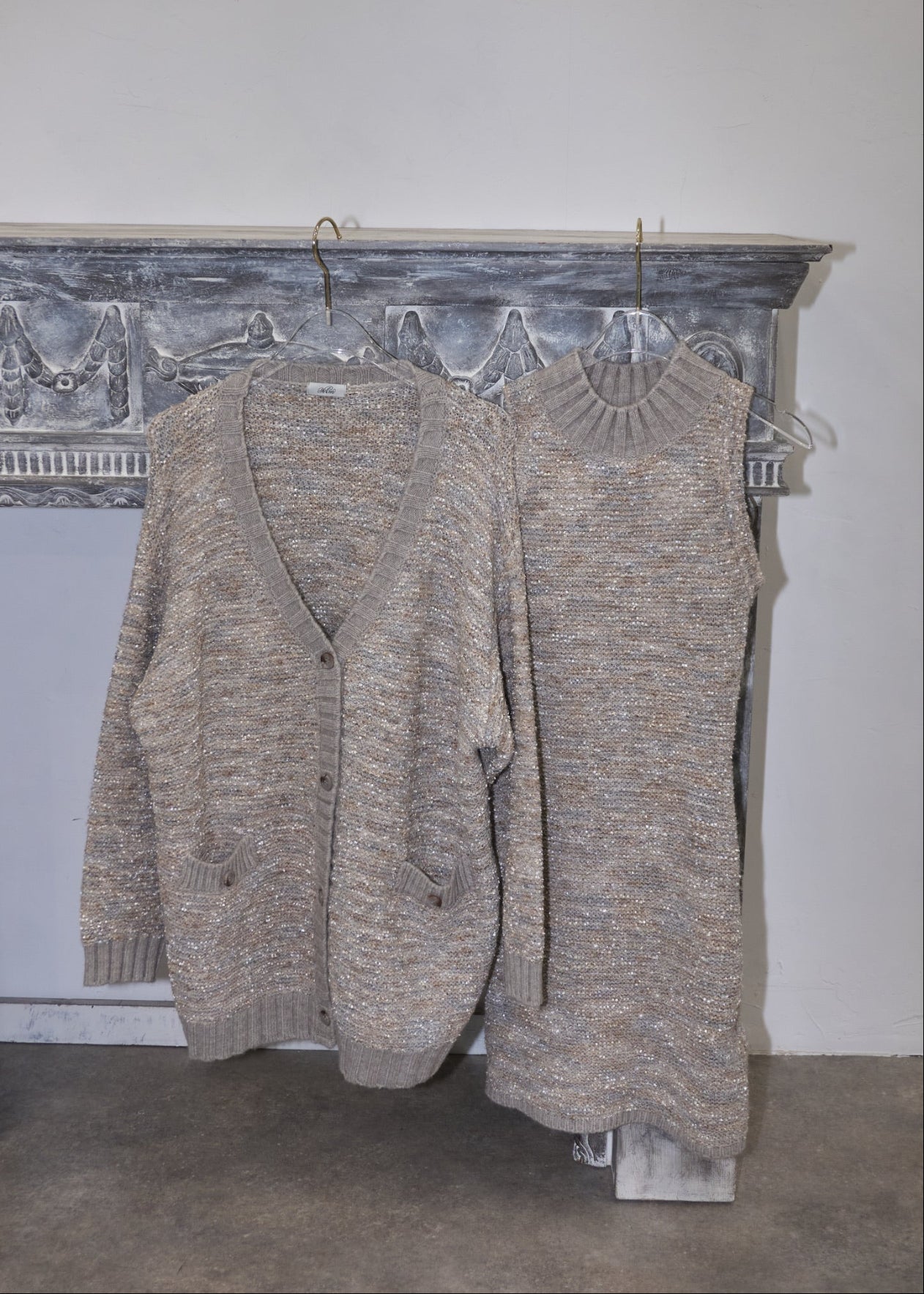 Mix yarn knit cardigan – YILON