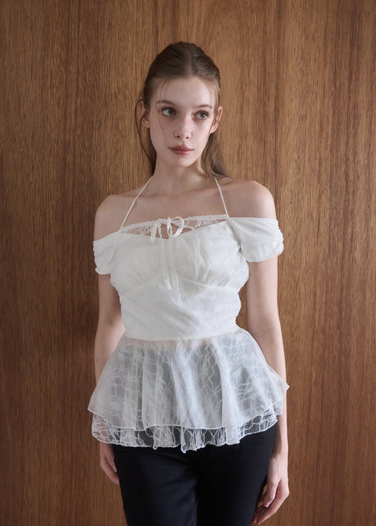 FABRIC MIX PEPLUM TOP