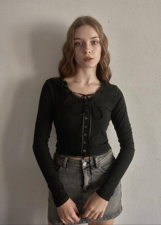 Rose ribbon cardigan