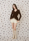 WARM TIE PEPLUM LACE BLOUSE