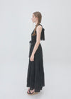 HALTER NECK TIERED MAXI DRESS