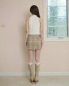 SUEDE BELT CHECK MINI SKIRT