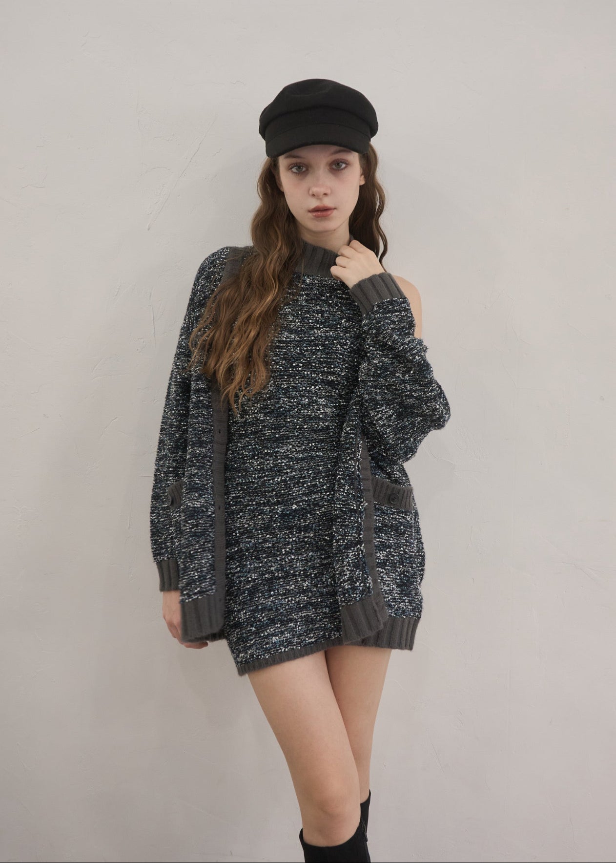 Mix yarn knit cardigan – YILON