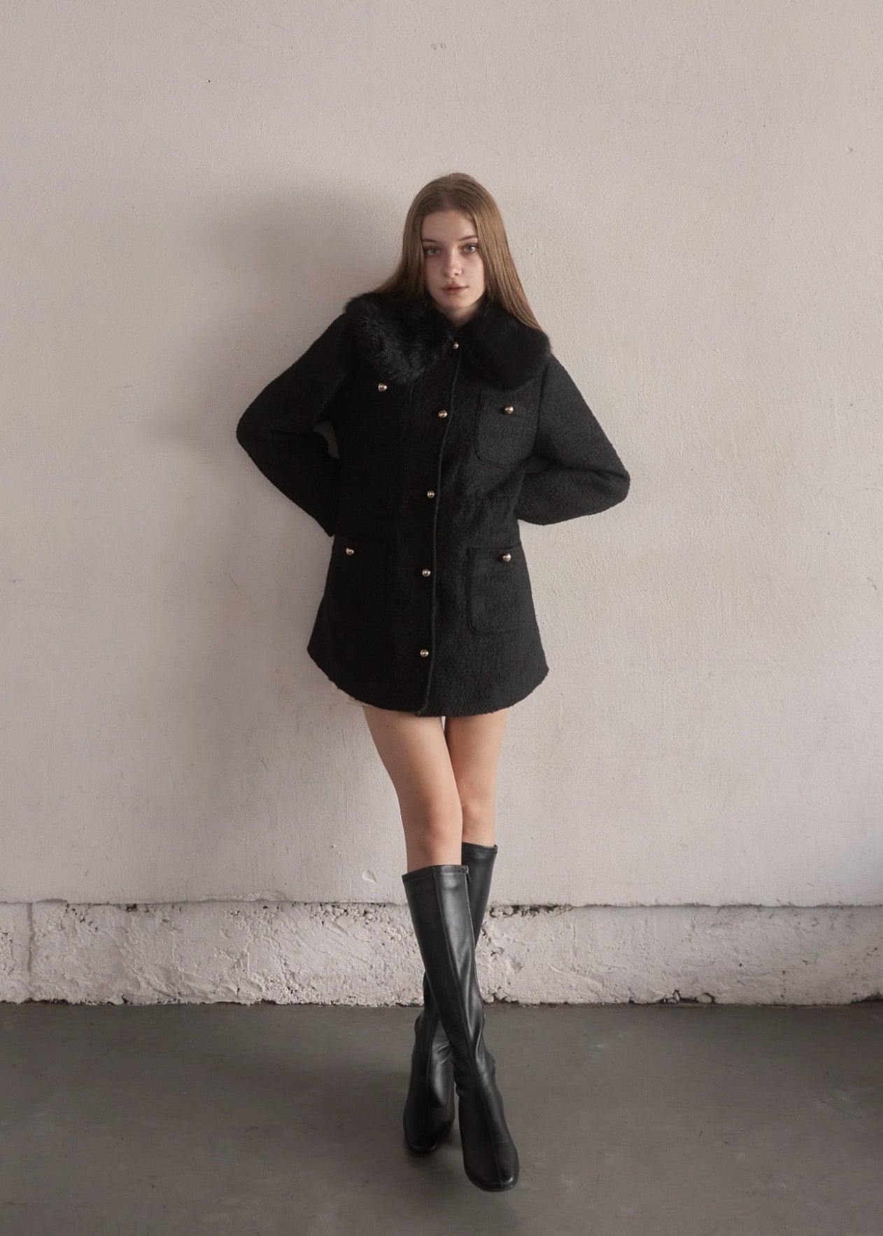 Fur collar classical coat – YILON