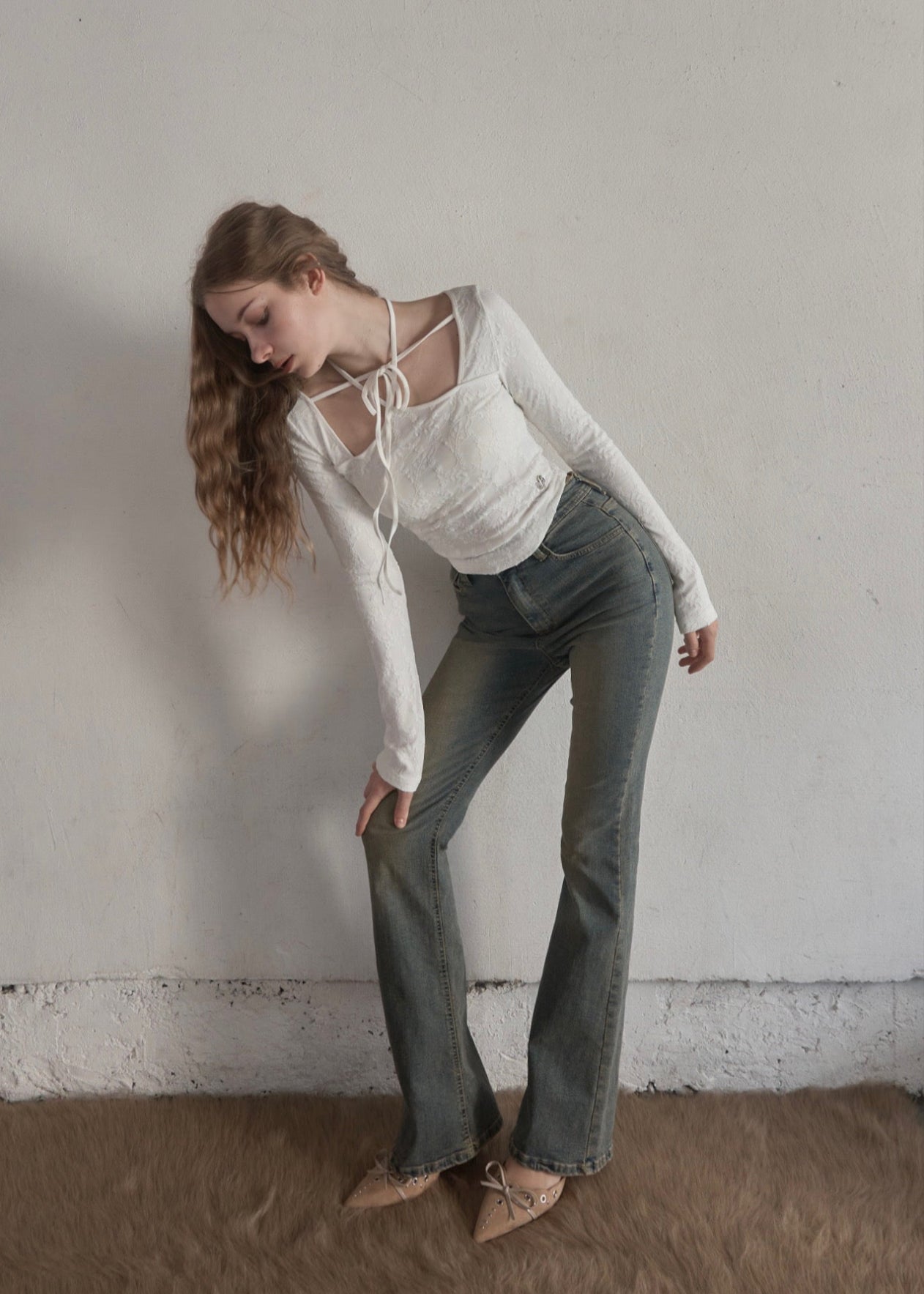 新品未使用 YILON FULL LACE RIBBON TEE ホワイト Full lace ribbon tee – YILON