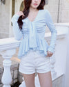 TIE PEPLUM LACE BLOUSE