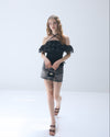 Dot frill blouse
