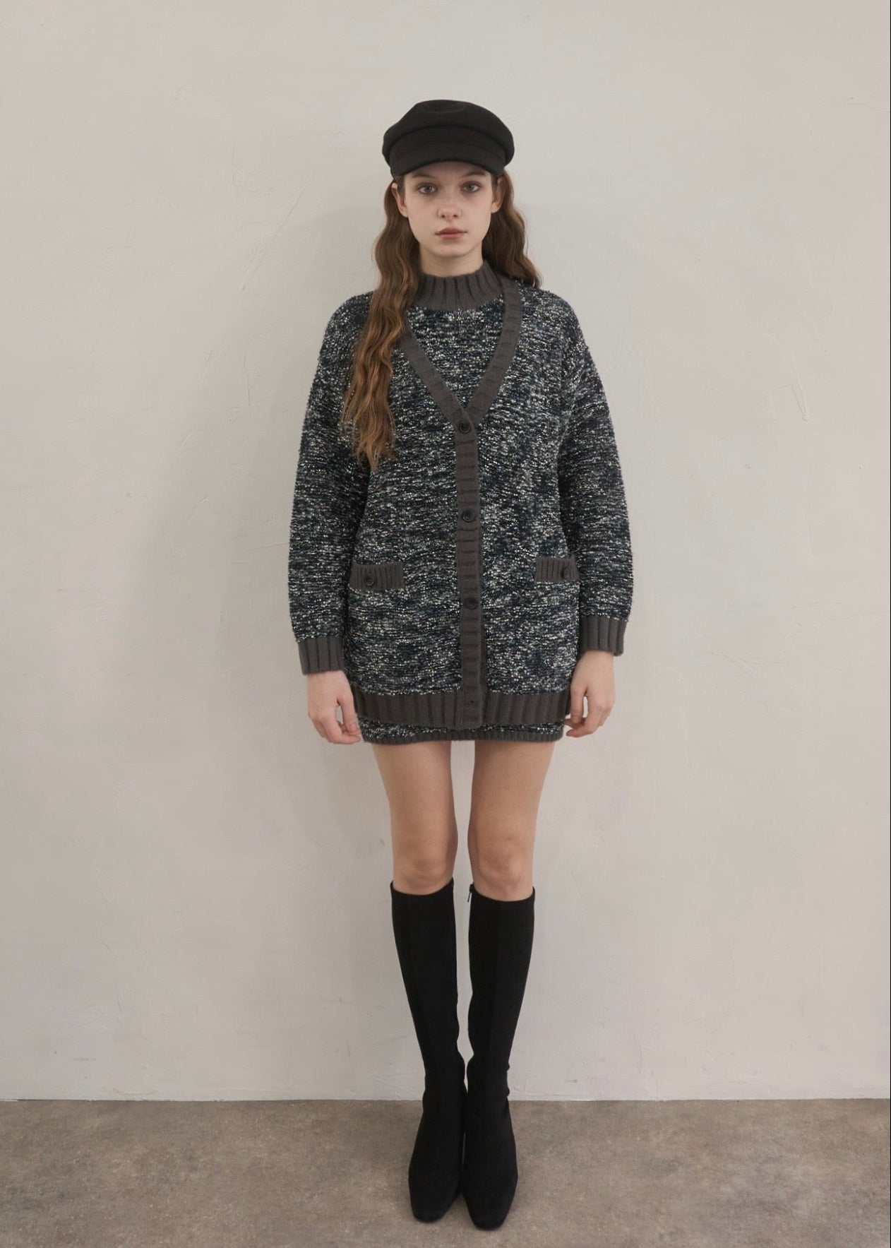 Mix yarn knit cardigan – YILON