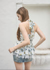 HALTER-NECK PEPLUM BLOUSE