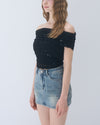 Wash denim mini skirt