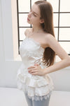 ASYMMETRIC HALTER NECK SATIN TOP