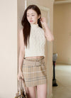 SUEDE BELT CHECK MINI SKIRT