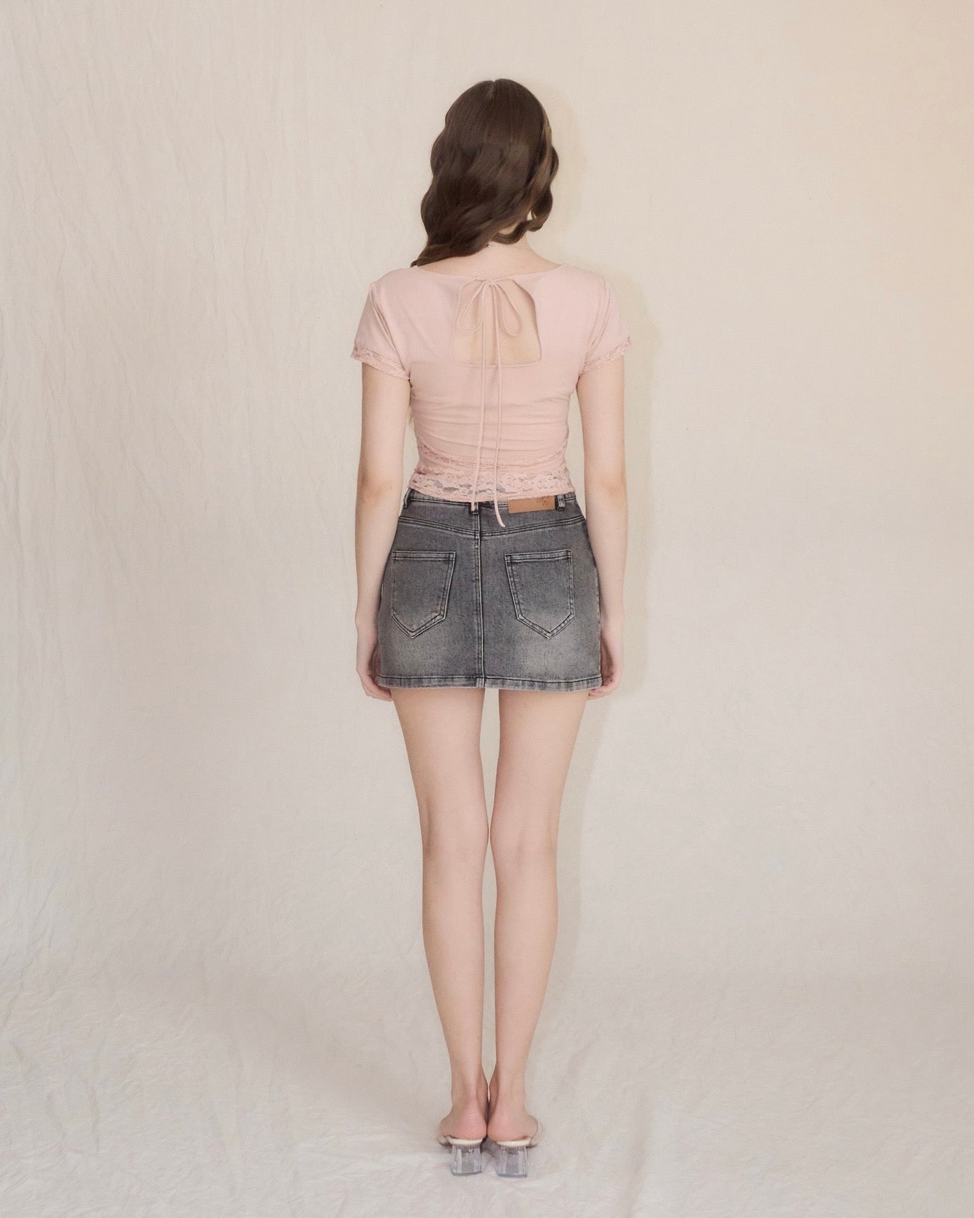 YILON WASH DENIM MINI SKIRT デニムスカート Wash denim mini skirt – YILON