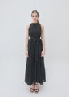 HALTER NECK TIERED MAXI DRESS