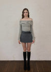 Belt check mini skirt