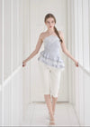 ASYMMETRIC HALTER NECK SATIN TOP
