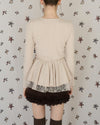 WARM TIE PEPLUM LACE BLOUSE