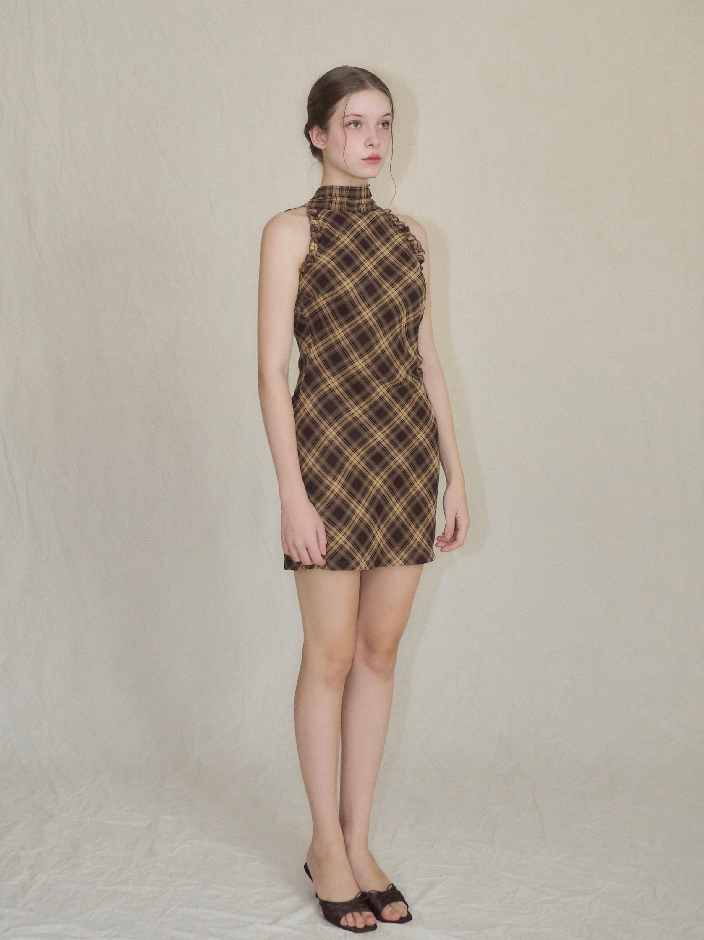 DOLCE CHECK OP yilon イロン ワンピース チェック Dolce check op – YILON