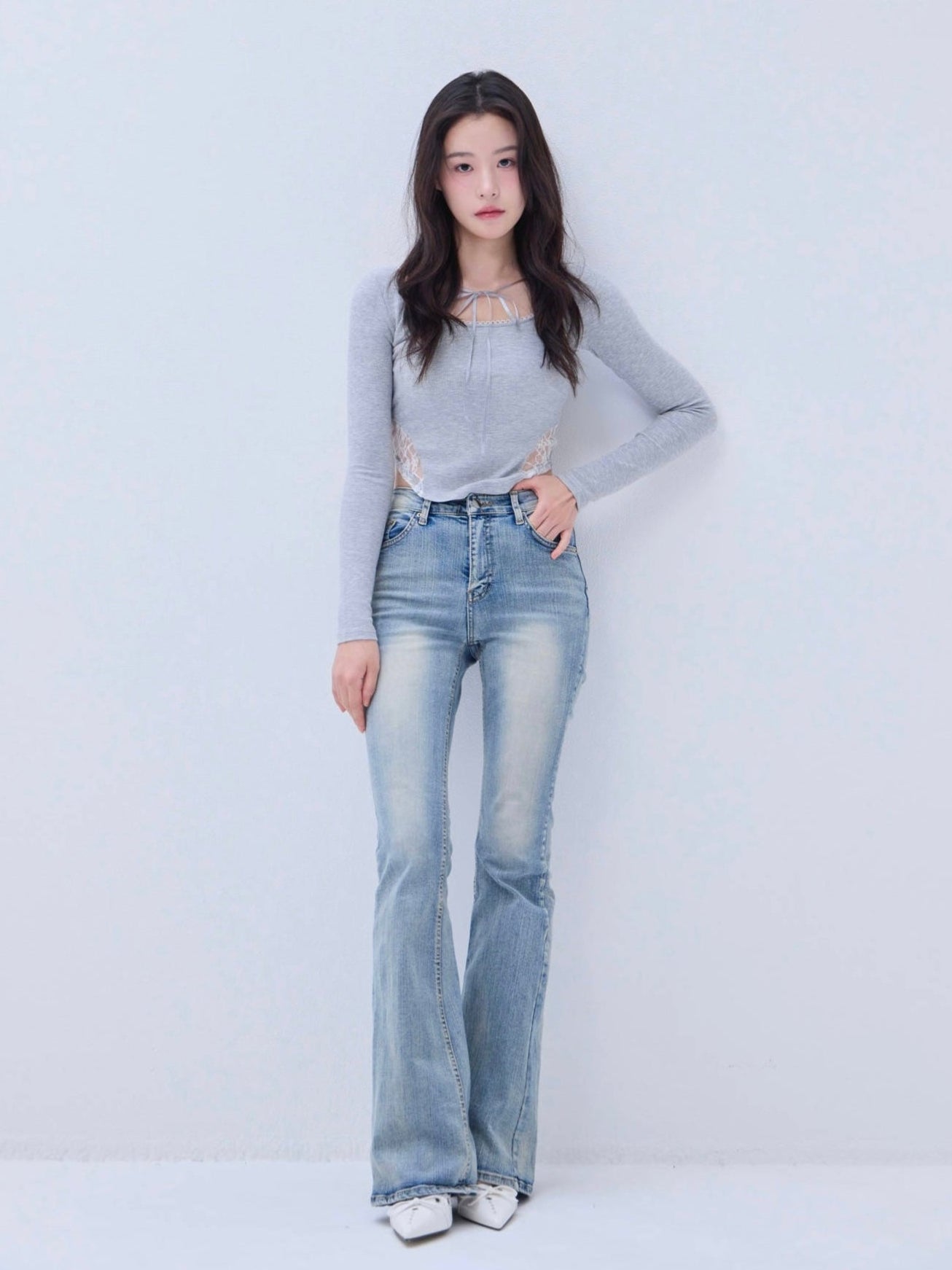 Back lace ribbon tee – YILON