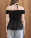 FABRIC MIX PEPLUM TOP