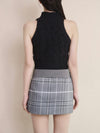 SUEDE BELT CHECK MINI SKIRT