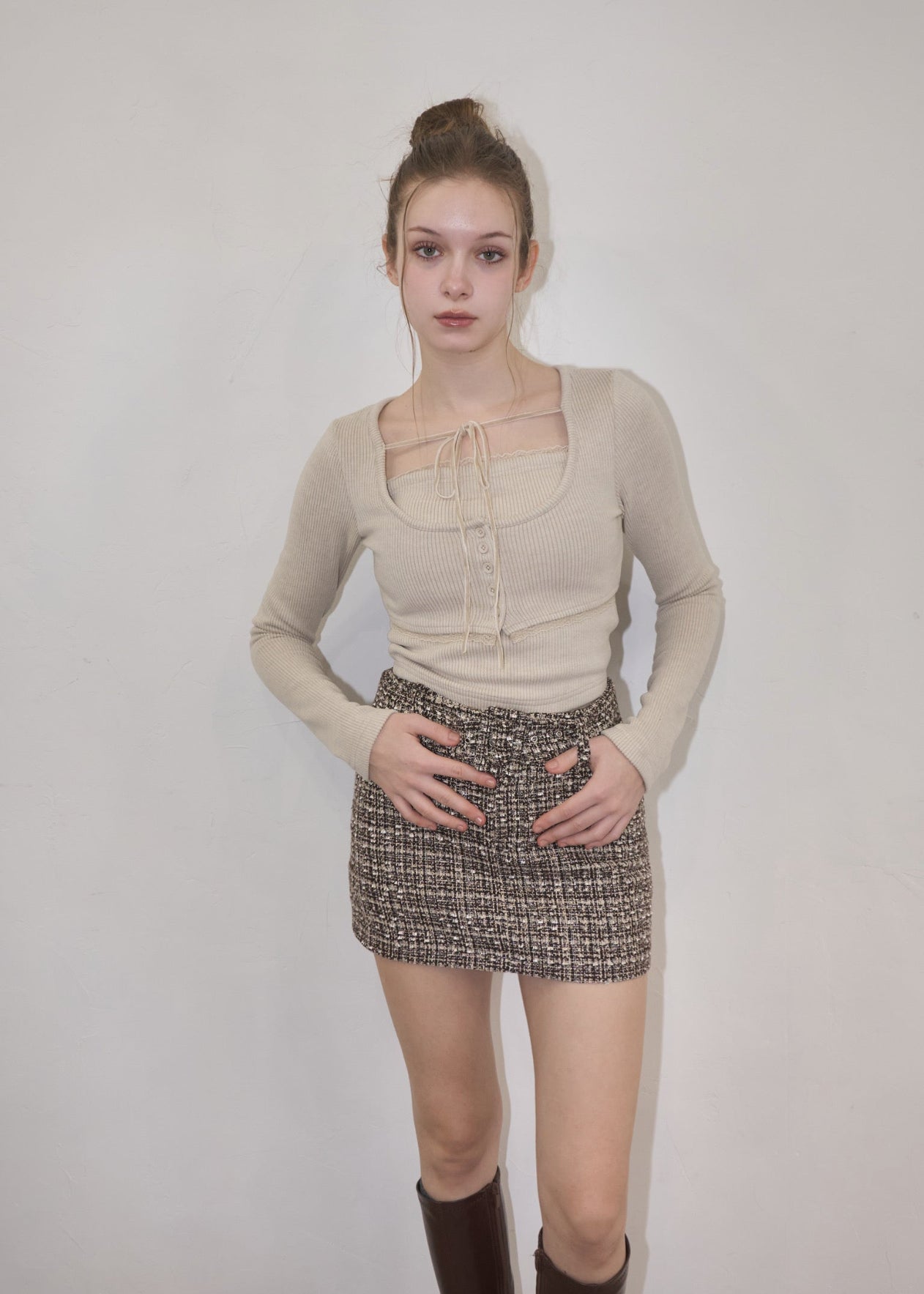 Rib ensemble button tops – YILON