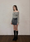 Belt check mini skirt